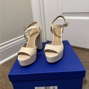 Stuart Weitzman Cream Platform Sandals